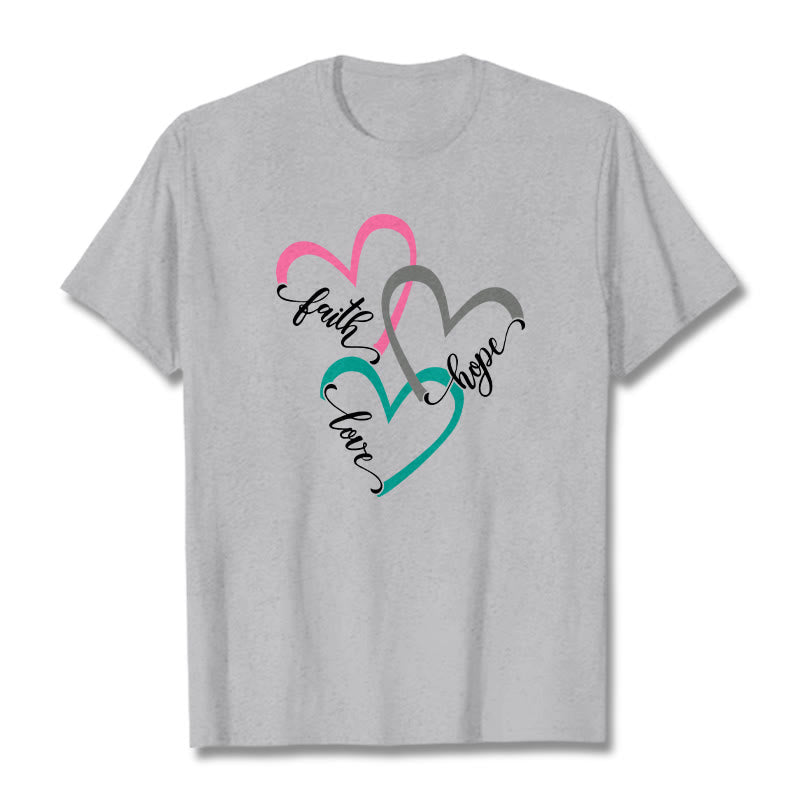 Christianartworkshop Glaube Hoffnung Liebe Christliches Herzdesign Unisex-T-Shirt für Gläubige - Grau - 2XL - image 17