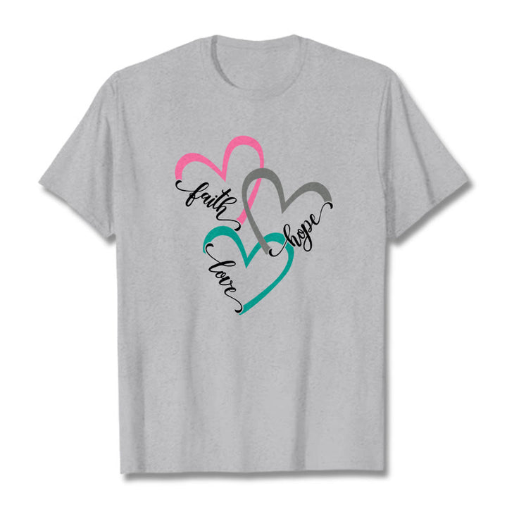 Christianartworkshop Glaube Hoffnung Liebe Christliches Herzdesign Unisex-T-Shirt für Gläubige - Grau - 2XL - image 17