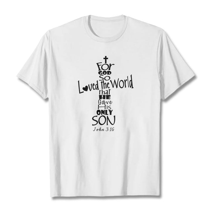 Christianartworkshop „Denn so sehr hat Gott die Welt geliebt“ – Unisex-T-Shirt mit Bibelvers - Weiß - 2XL - image 5