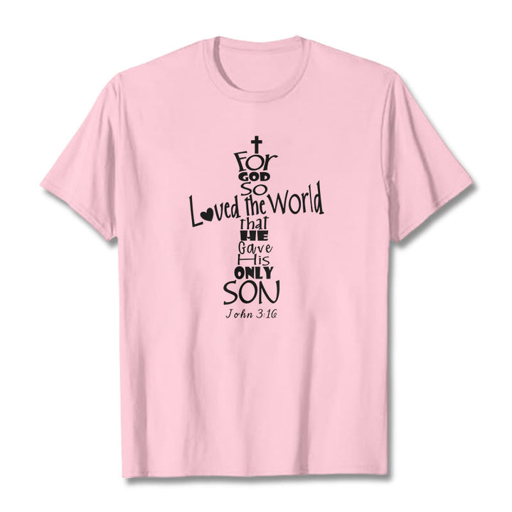 Christianartworkshop „Denn so sehr hat Gott die Welt geliebt“ – Unisex-T-Shirt mit Bibelvers - Hellrosa - 2XL - image 16