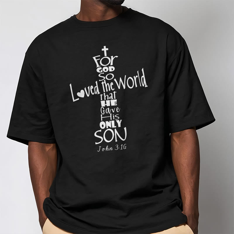 Christianartworkshop „Denn so sehr hat Gott die Welt geliebt“ – Unisex-T-Shirt mit Bibelvers - image 1