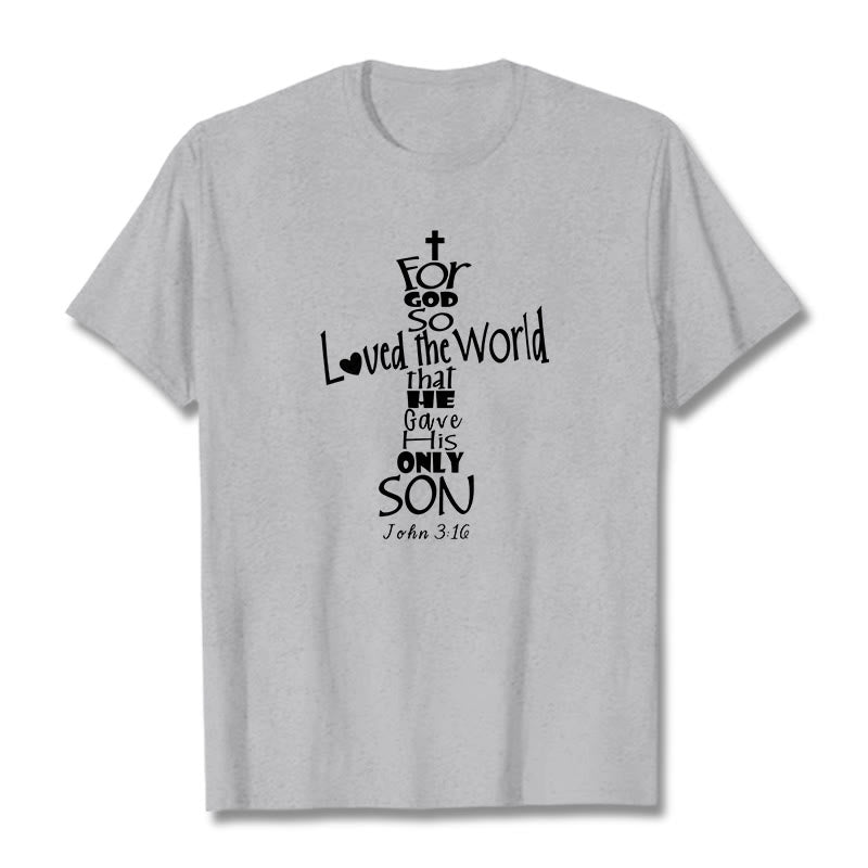 Christianartworkshop Unisex-T-Shirt mit christlichem Bibelvers „Für Gott hat die Welt so geliebt“ - Grau - 2XL - image 18