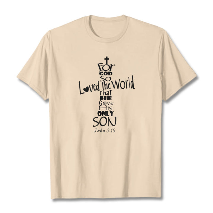 Christianartworkshop Unisex-T-Shirt mit christlichem Bibelvers „Für Gott hat die Welt so geliebt“ - Beige - 2XL - image 10