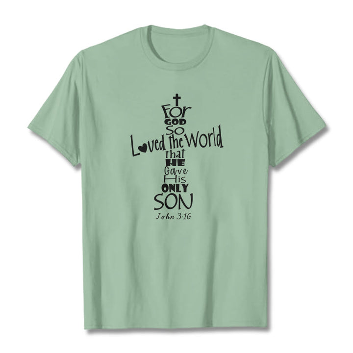 Christianartworkshop Unisex-T-Shirt mit christlichem Bibelvers „Für Gott hat die Welt so geliebt“ - Hellgrün - 2XL - image 15