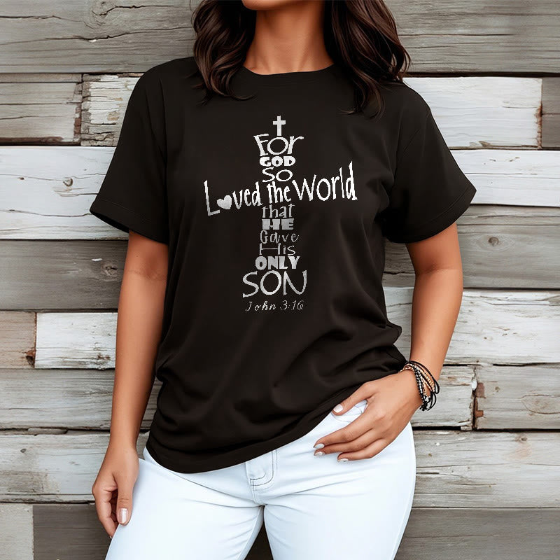 Christianartworkshop „Denn so sehr hat Gott die Welt geliebt“ – Unisex-T-Shirt mit Bibelvers - image 3