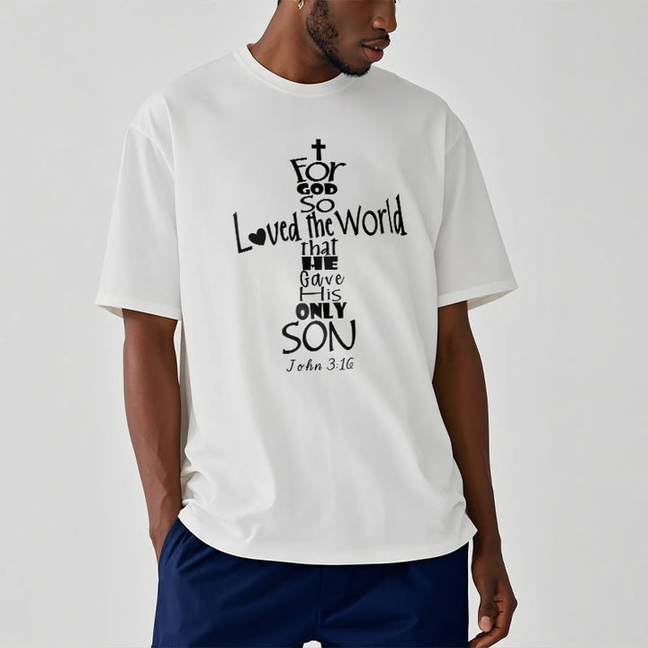 Christianartworkshop „Denn so sehr hat Gott die Welt geliebt“ – Unisex-T-Shirt mit Bibelvers - image 6
