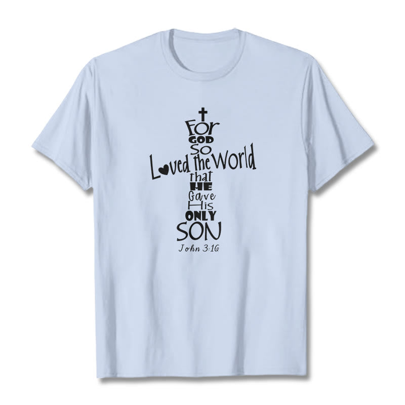 Christianartworkshop „Denn so sehr hat Gott die Welt geliebt“ – Unisex-T-Shirt mit Bibelvers - Hellblau - 2XL - image 19