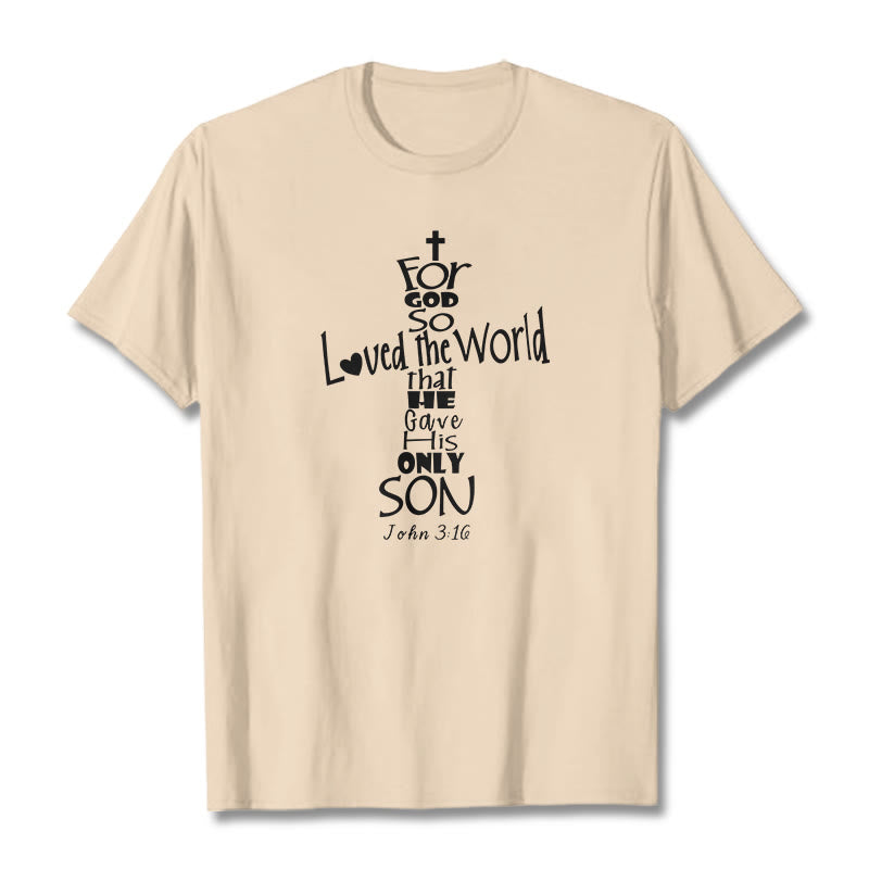 Christianartworkshop Unisex-T-Shirt mit christlichem Bibelvers „Für Gott hat die Welt so geliebt“ - Beige - 2XL - image 11