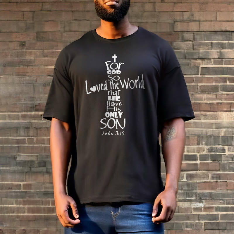 Christianartworkshop „Denn so sehr hat Gott die Welt geliebt“ – Unisex-T-Shirt mit Bibelvers - image 2
