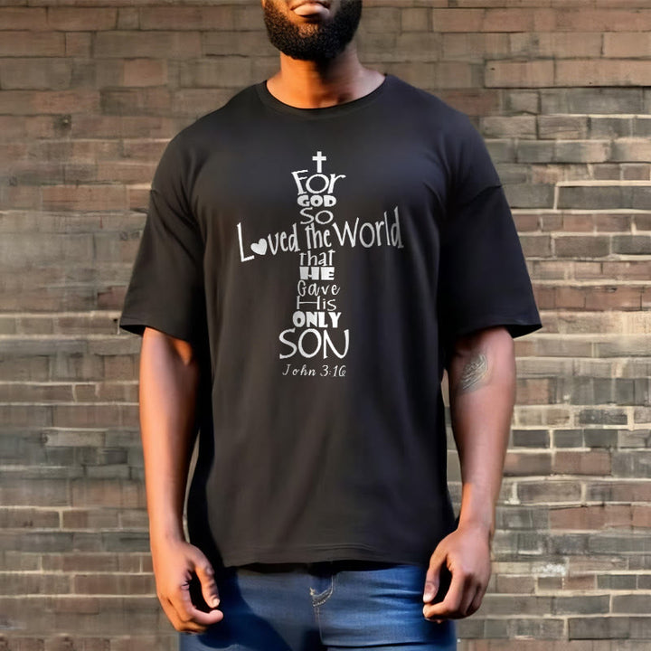 Christianartworkshop „Denn so sehr hat Gott die Welt geliebt“ – Unisex-T-Shirt mit Bibelvers - image 2
