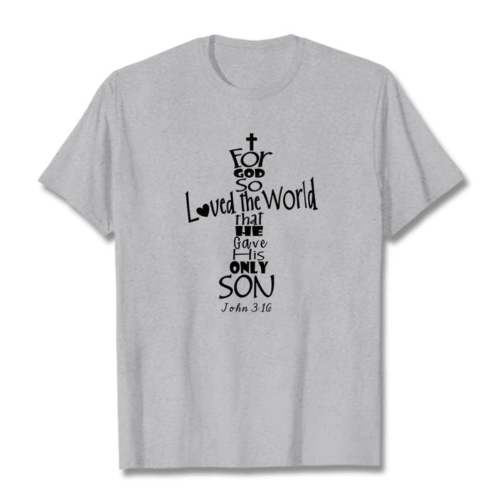 Christianartworkshop „Denn so sehr hat Gott die Welt geliebt“ – Unisex-T-Shirt mit Bibelvers - Grau - 2XL - image 18