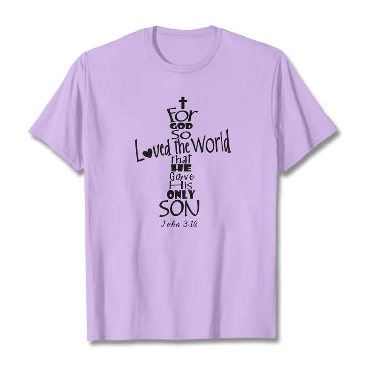 Christianartworkshop „Denn so sehr hat Gott die Welt geliebt“ – Unisex-T-Shirt mit Bibelvers - Hellviolett - 2XL - image 12