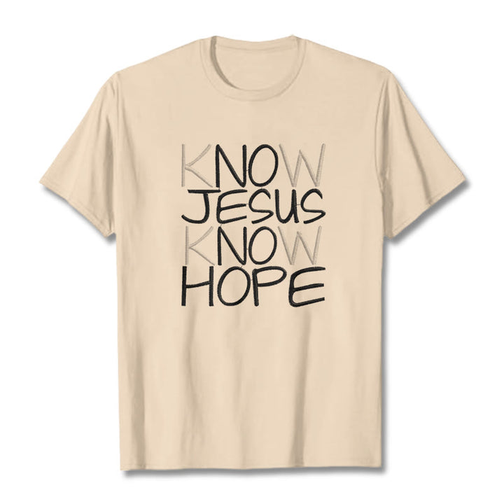 Christianartworkshop Unisex-T-Shirt „Kenne Jesus, kenne die Hoffnung“ - Beige - 2XL - image 1