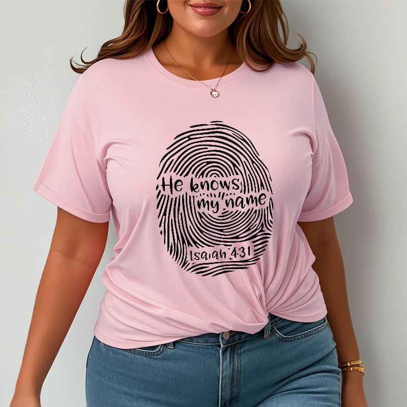 Christianartworkshop „Er kennt meinen Namen“ Fingerabdruck Bibelvers Unisex T-Shirt - image 17