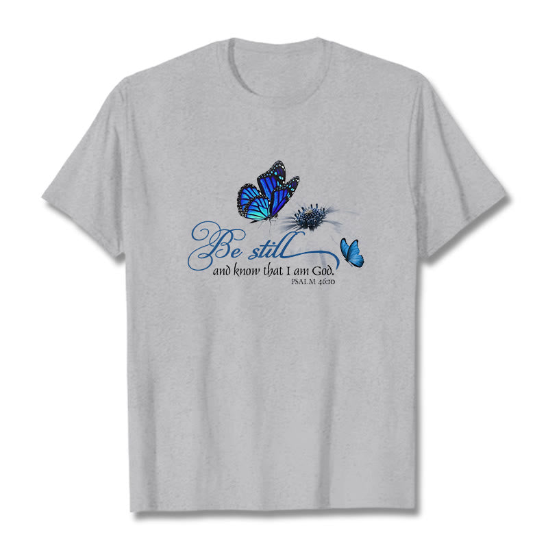 Christianartworkshop Unisex-T-Shirt mit Bibelvers „Be Still and Know God“ und Schmetterling - Grau - 2XL - image 19