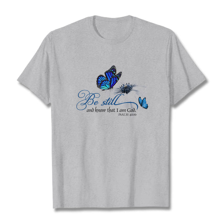 Christianartworkshop Unisex-T-Shirt mit Bibelvers „Be Still and Know God“ und Schmetterling - Grau - 2XL - image 19
