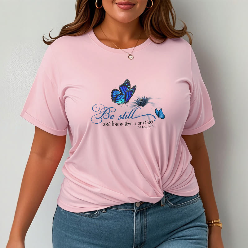 Christianartworkshop Unisex-T-Shirt mit Bibelvers „Be Still and Know God“ und Schmetterling - image 18