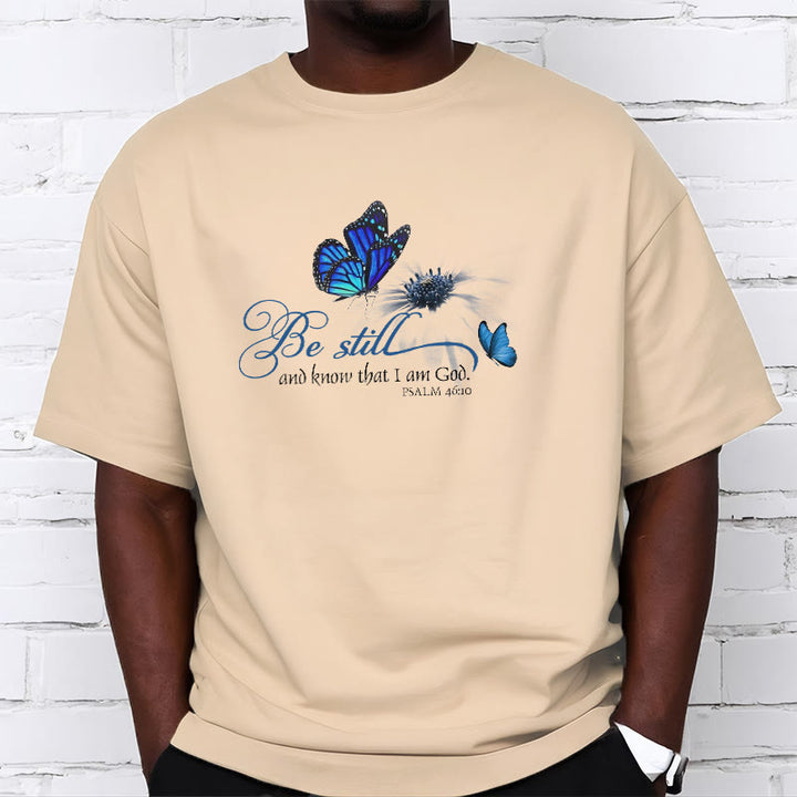 Christianartworkshop Unisex-T-Shirt mit Bibelvers „Be Still and Know God“ und Schmetterling - image 12