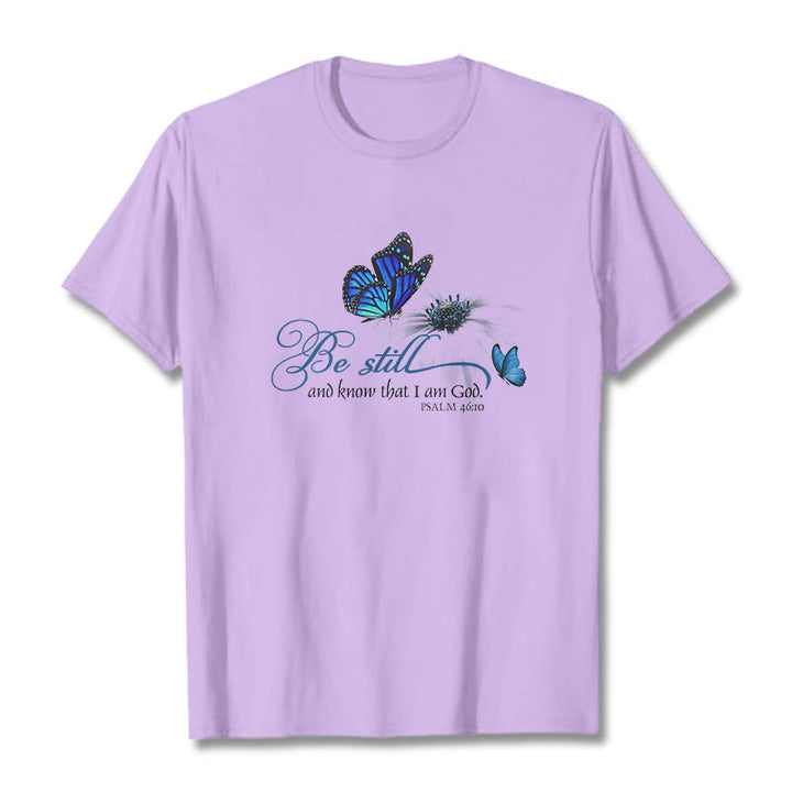 Christianartworkshop Unisex-T-Shirt mit Bibelvers „Be Still and Know God“ und Schmetterling - Hellviolett - 2XL - image 13