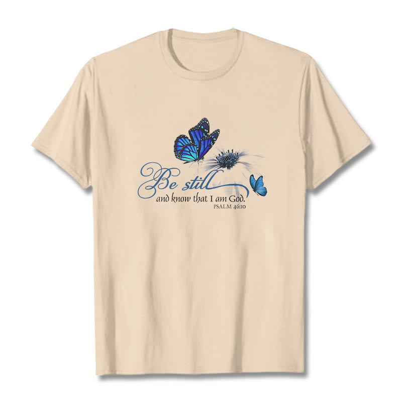 Christianartworkshop Unisex-T-Shirt mit Bibelvers „Be Still and Know God“ und Schmetterling - Beige - 2XL - image 11