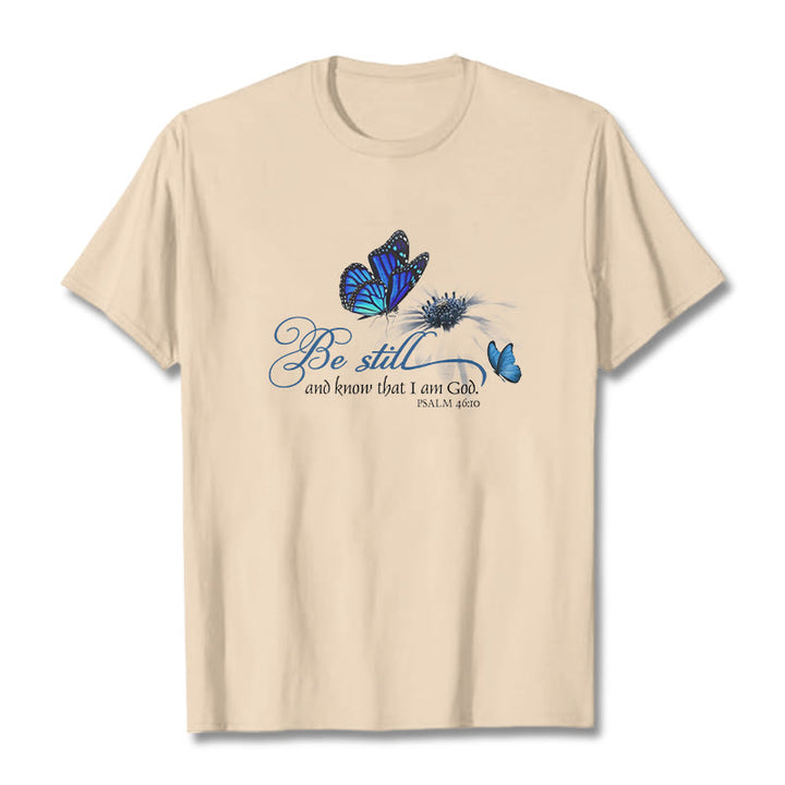 Christianartworkshop Unisex-T-Shirt mit Bibelvers „Be Still and Know God“ und Schmetterling - Beige - 2XL - image 11
