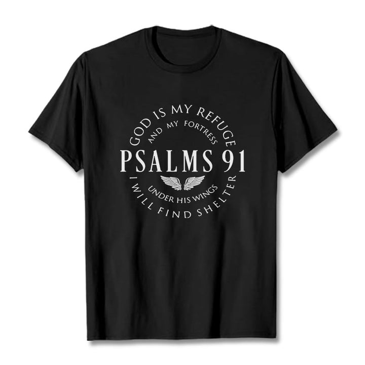 Christianartworkshop Psalm 91 Gott ist meine Zuflucht Unisex T-Shirt - Schwarz - 2XL - image 4
