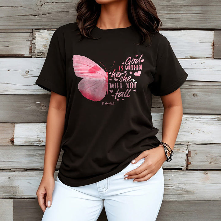 Christianartworkshop Gott ist in ihr, sie wird nicht fallen mit Schmetterling Unisex T-Shirt - image 5