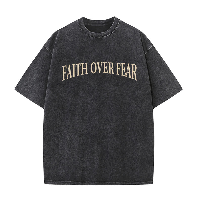 Christianartworkshop Faith Over Fear Thorn Cross Unisex gewaschenes T-Shirt - image 5