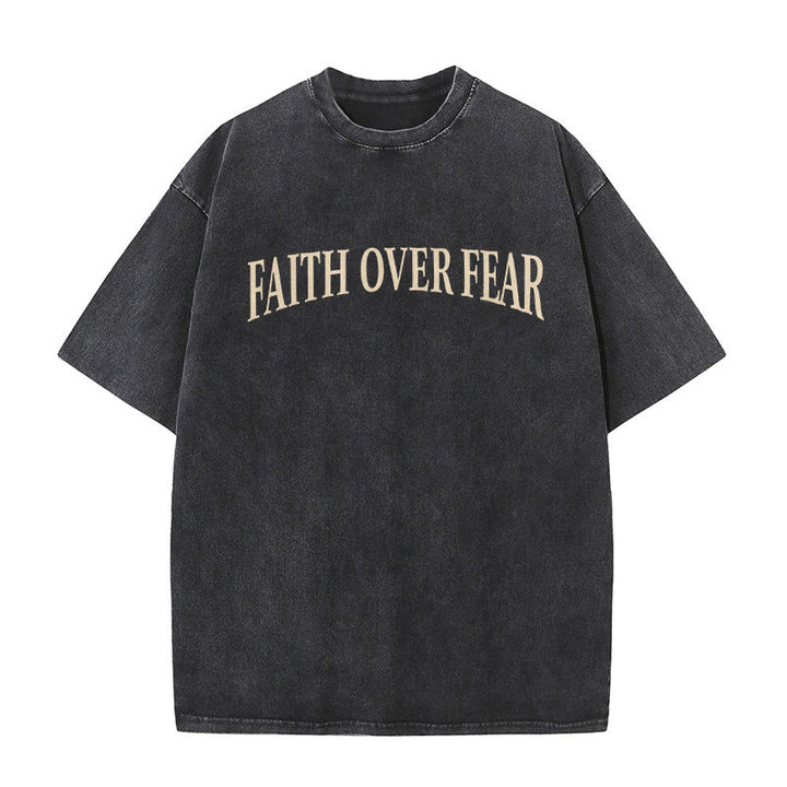 Christianartworkshop Faith Over Fear Thorn Cross Unisex gewaschenes T-Shirt - image 5