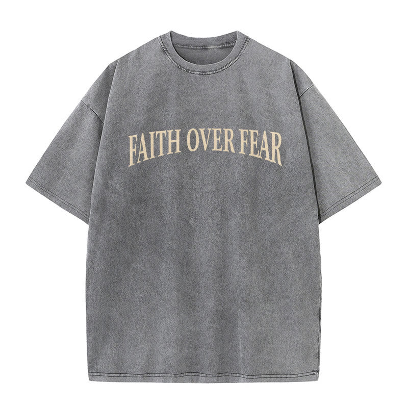 Christianartworkshop Faith Over Fear Thorn Cross Unisex gewaschenes T-Shirt - image 2