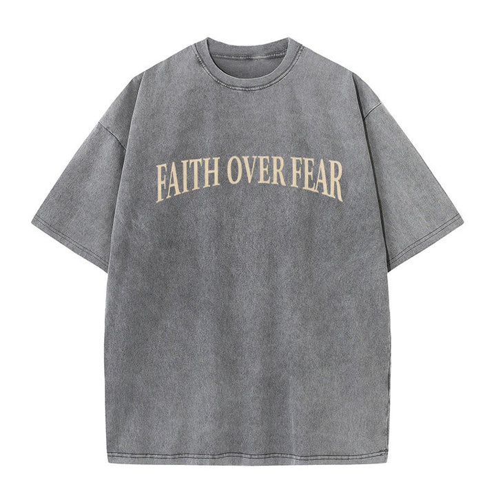 Christianartworkshop Faith Over Fear Thorn Cross Unisex gewaschenes T-Shirt - image 2