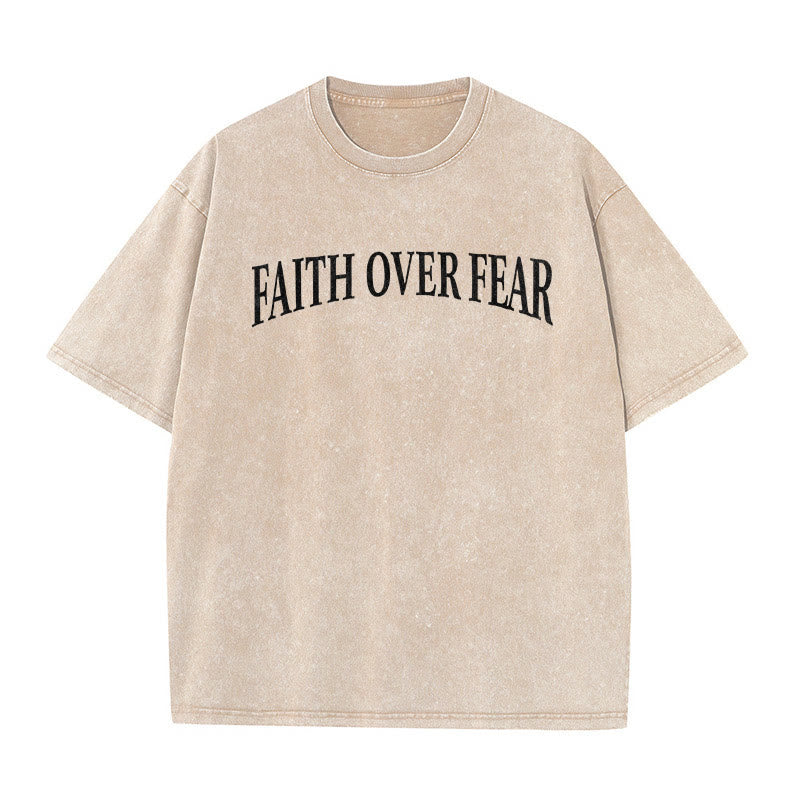 Christianartworkshop Faith Over Fear Thorn Cross Unisex gewaschenes T-Shirt - image 9