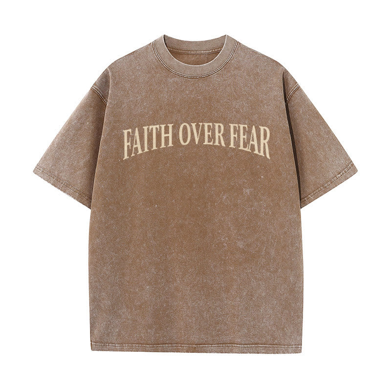 Christianartworkshop Faith Over Fear Thorn Cross Unisex gewaschenes T-Shirt - image 16