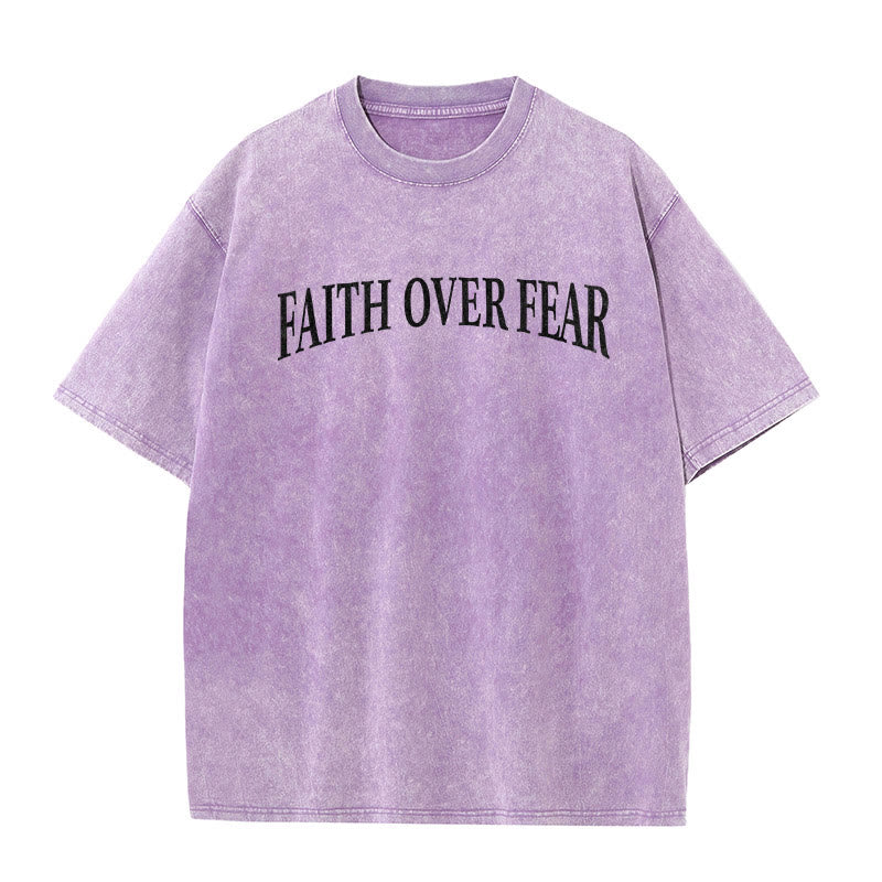 Christianartworkshop Faith Over Fear Thorn Cross Unisex gewaschenes T-Shirt - image 14