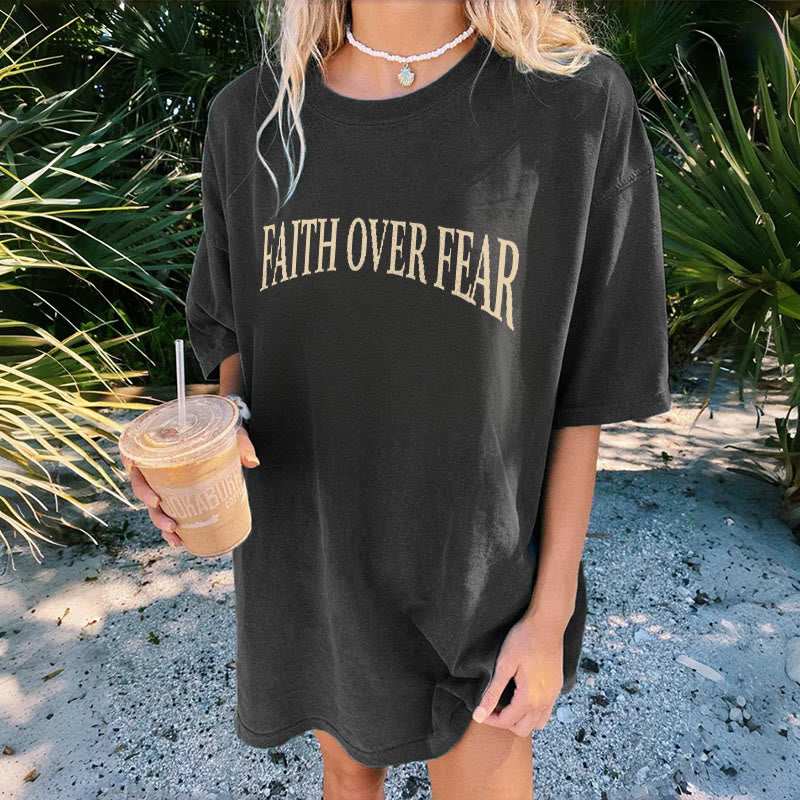 Christianartworkshop Faith Over Fear Thorn Cross Unisex gewaschenes T-Shirt - image 6