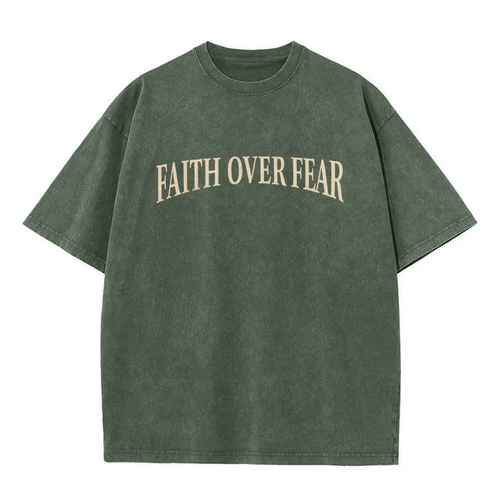 Christianartworkshop Faith Over Fear Thorn Cross Unisex gewaschenes T-Shirt - image 10