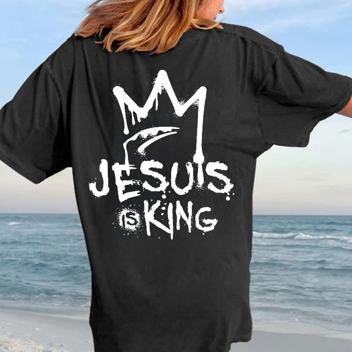 Christianartworkshop Jesus ist König Christliches Unisex-T-Shirt, gewaschen - image 3