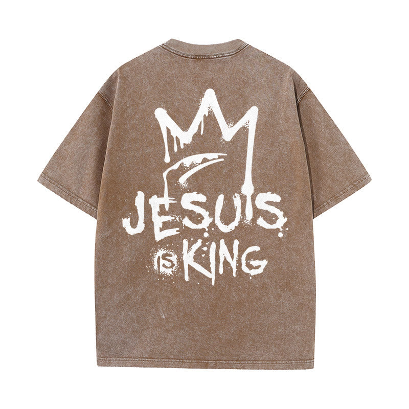 Christianartworkshop Jesus ist König Christliches Unisex-T-Shirt, gewaschen - Kaffee - 5XL - image 16