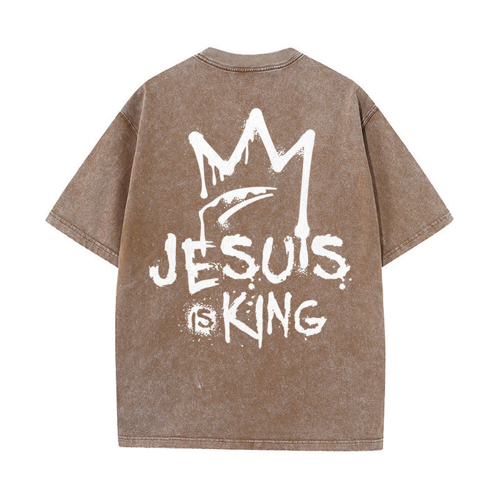 Christianartworkshop Jesus ist König Christliches Unisex-T-Shirt, gewaschen - Kaffee - 5XL - image 16