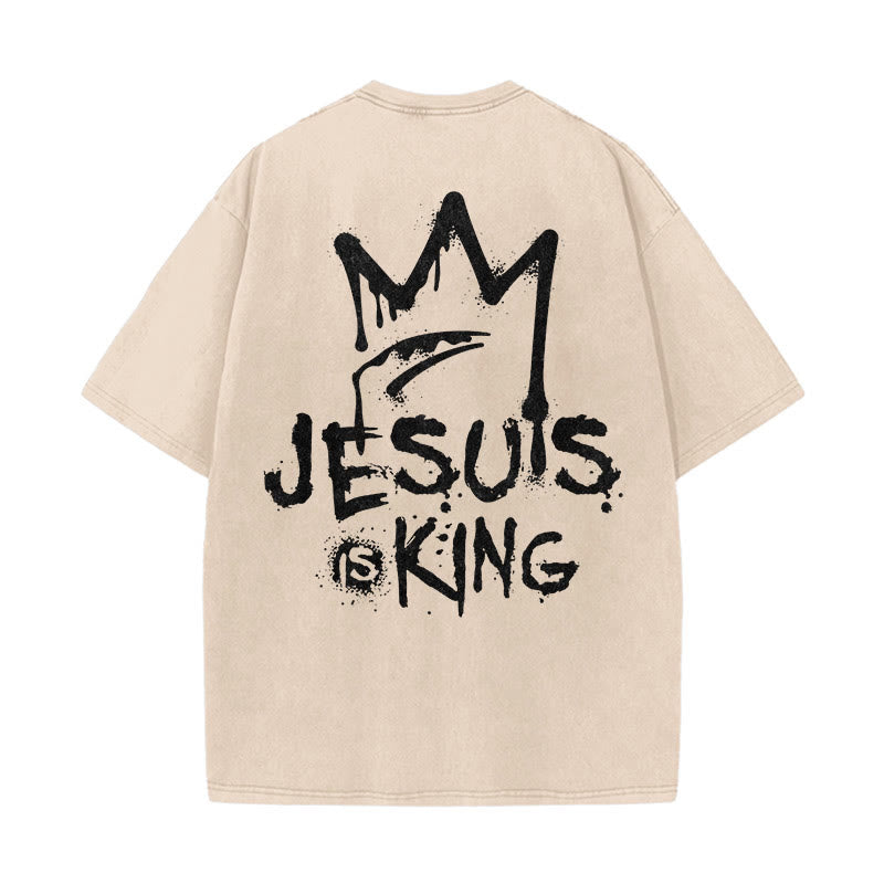 Christianartworkshop Jesus ist König Christliches Unisex-T-Shirt, gewaschen - Aprikose - 5XL - image 8