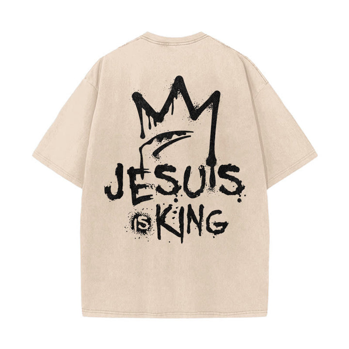 Christianartworkshop Jesus ist König Christliches Unisex-T-Shirt, gewaschen - Aprikose - 5XL - image 8