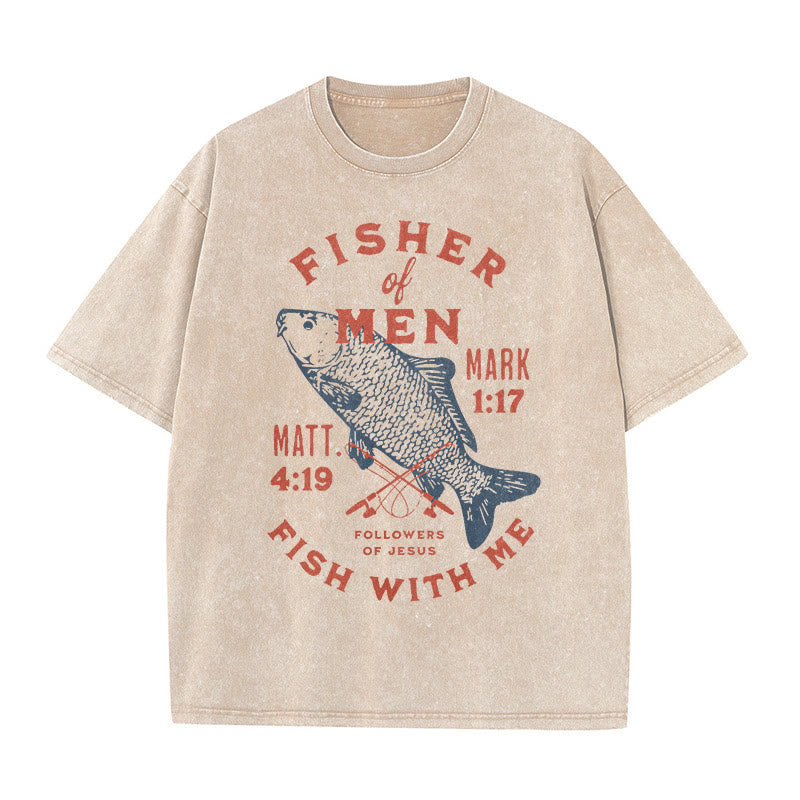 Christianartworkshop Anhänger von Jesus Fisher of Men Unisex gewaschenes T-Shirt - Aprikose - 5XL - image 1