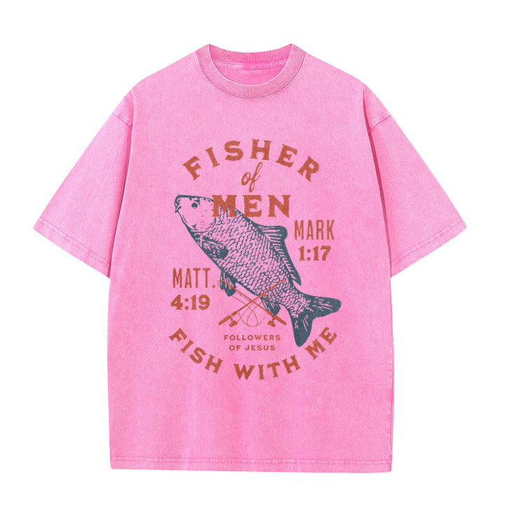 Christianartworkshop Anhänger von Jesus Fisher of Men Unisex gewaschenes T-Shirt - Rosa - 5XL - image 11