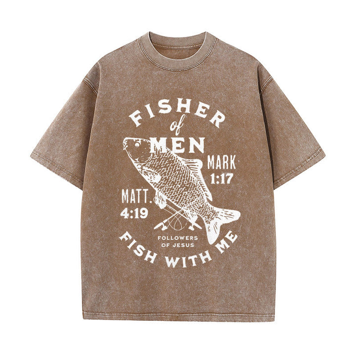 Christianartworkshop Anhänger von Jesus Fisher of Men Unisex gewaschenes T-Shirt - Kaffee - 5XL - image 9
