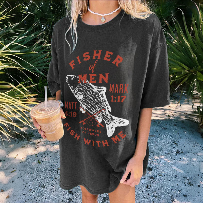 Christianartworkshop Anhänger von Jesus Fisher of Men Unisex gewaschenes T-Shirt - image 3