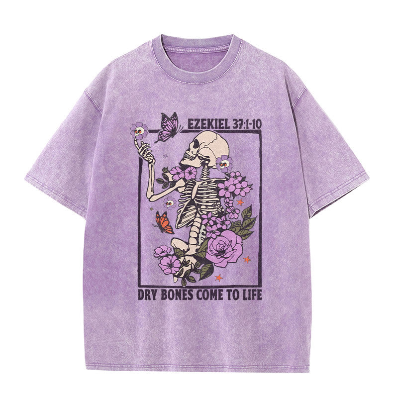 Christianartworkshop Vintage Dry Bones Come To Life Unisex gewaschenes T-Shirt - Lila - 5XL - image 1