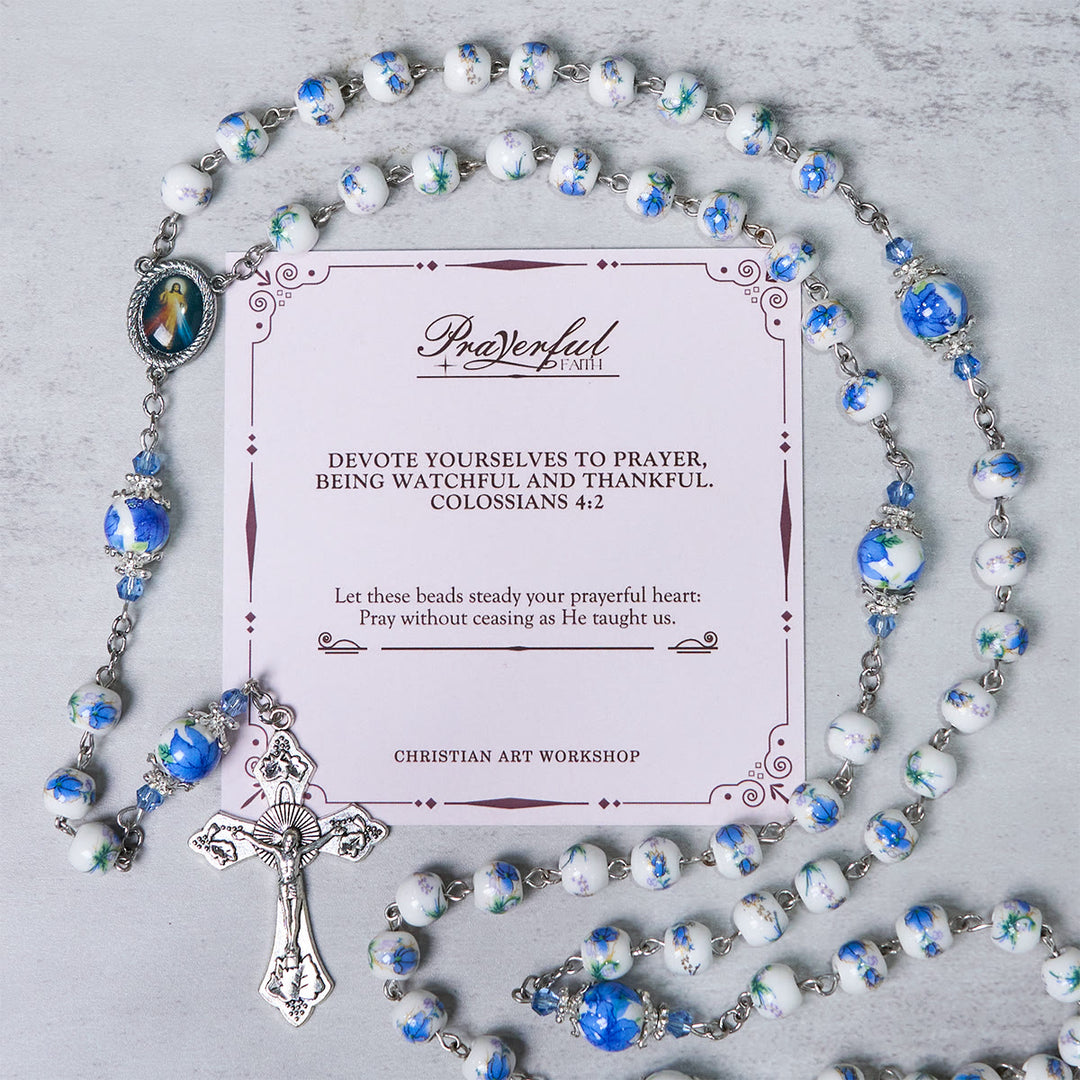 Christianartworkshop GEBETSVOLLER GLAUBE: Handgefertigter Rosenkranz mit Maiglöckchen-Perlen - GEBETSVOLLER GLAUBE - image 1