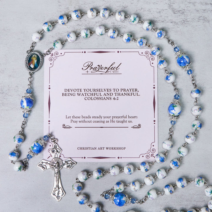 Christianartworkshop GEBETSVOLLER GLAUBE: Handgefertigter Rosenkranz mit Maiglöckchen-Perlen - GEBETSVOLLER GLAUBE - image 1