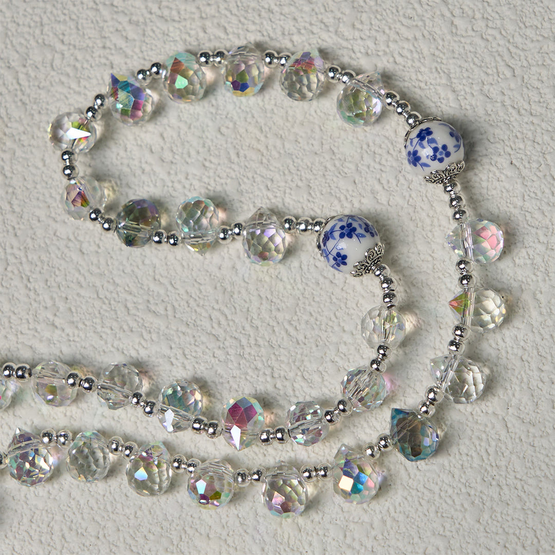 Christianartworkshop Rosenkranz aus glänzendem Kristall und blauen Blumenperlen mit Emaille-Kruzifix und Unserer Lieben Frau - image 8