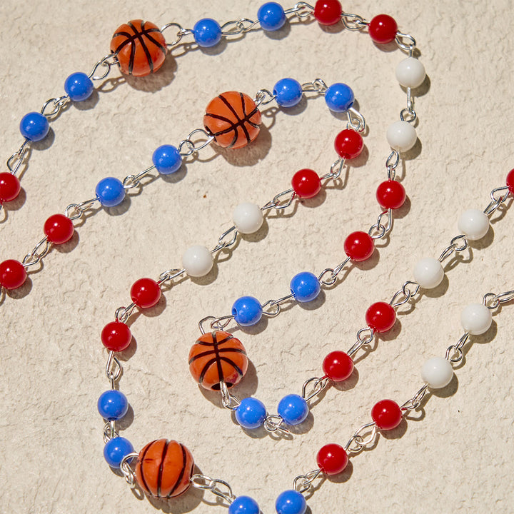 Christianartworkshop Patriotische Basketball-inspirierte Perlen mit Rosenkranz des Heiligen Benedikt für den Sportglauben - image 5
